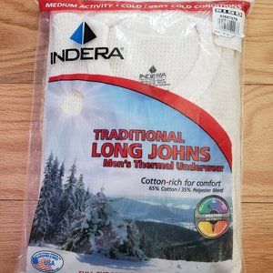 NEW USA Indera Men's XL Cotton-Rich Ecru Thermal Long John Top Underwear USA